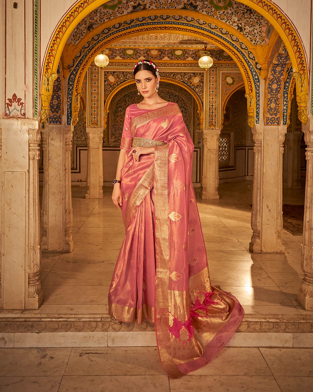 Copper Banarasi Tissue Silk Saree | RP04