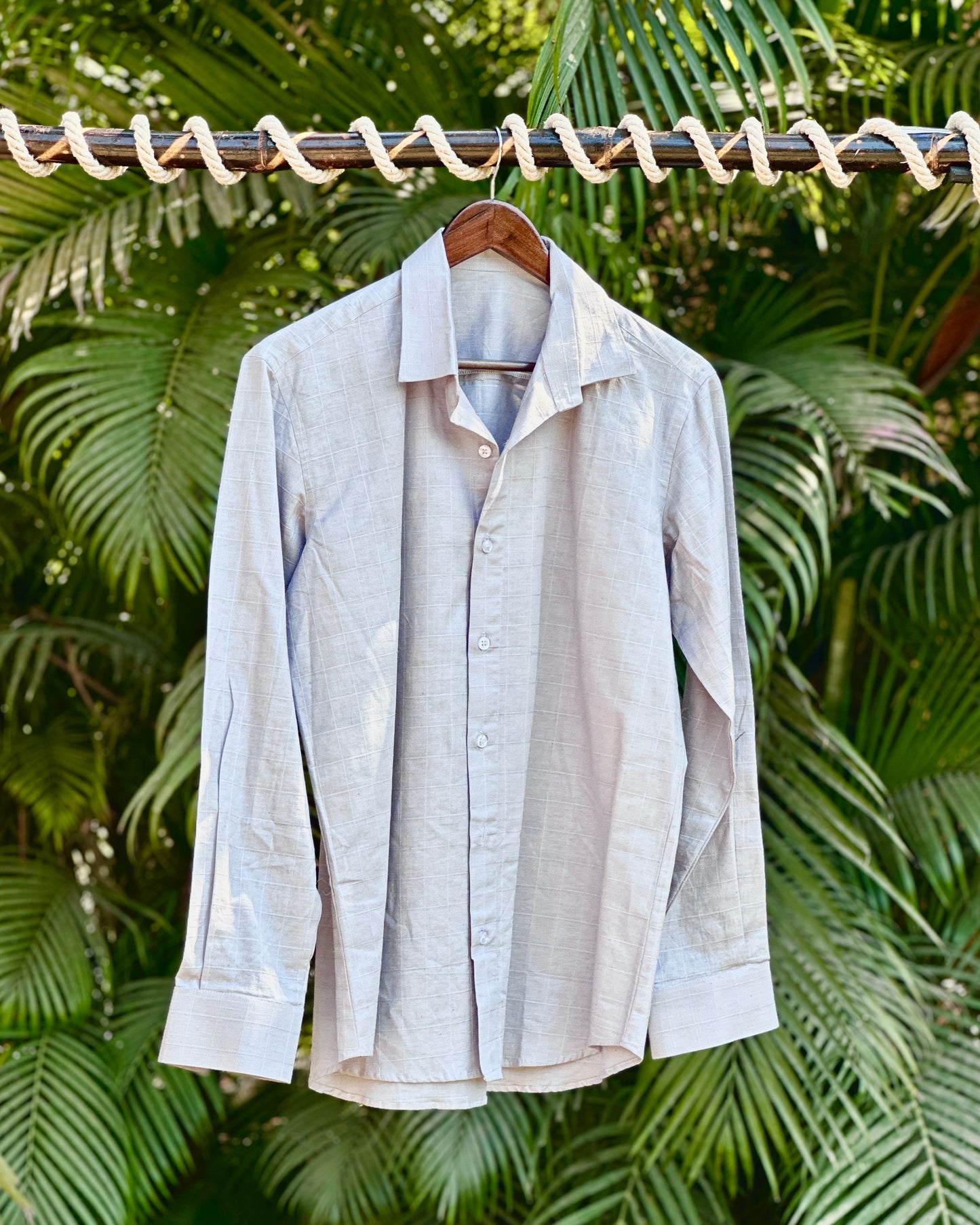 Linen Gray Checks Shirt