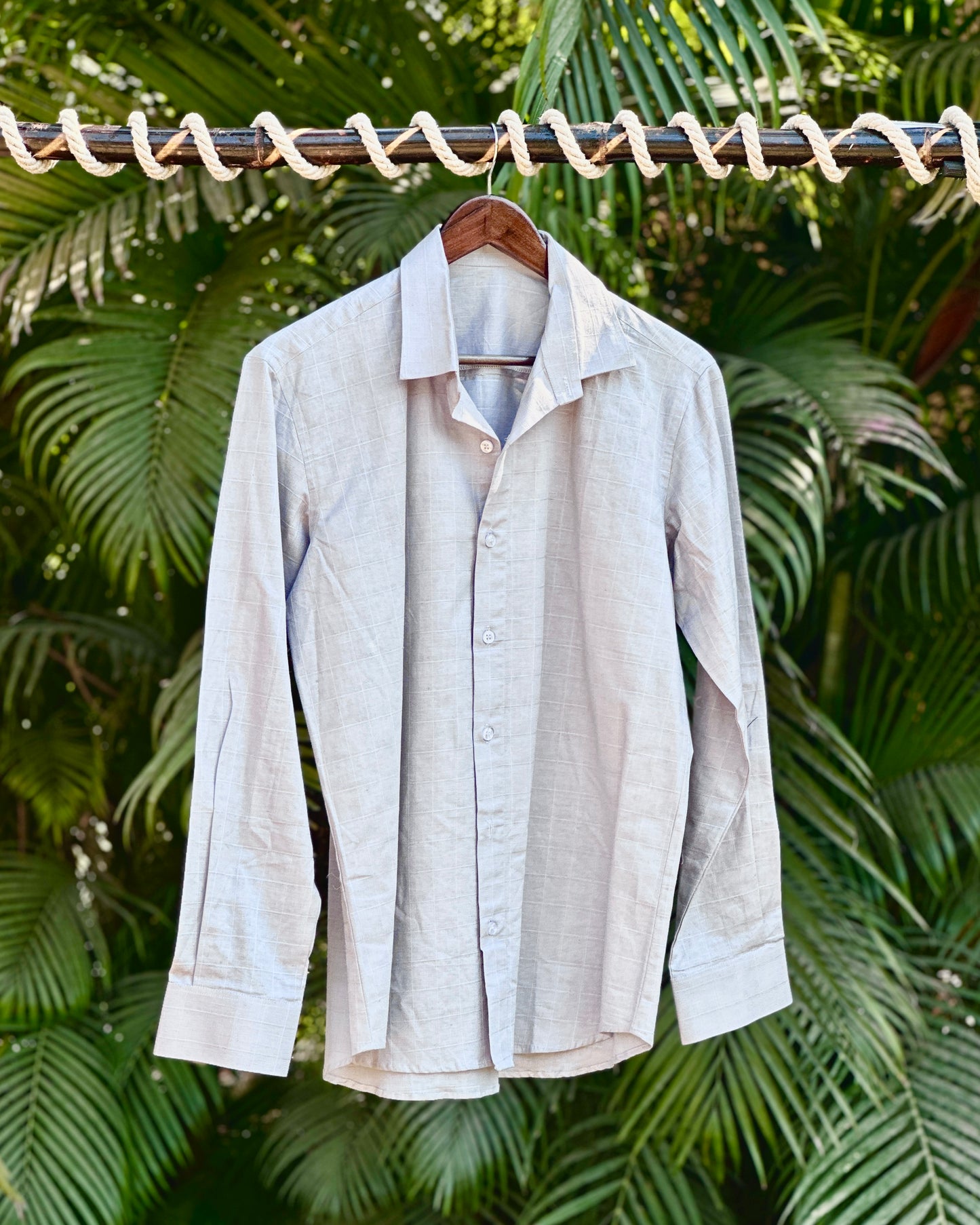 Linen Gray Checks Shirt