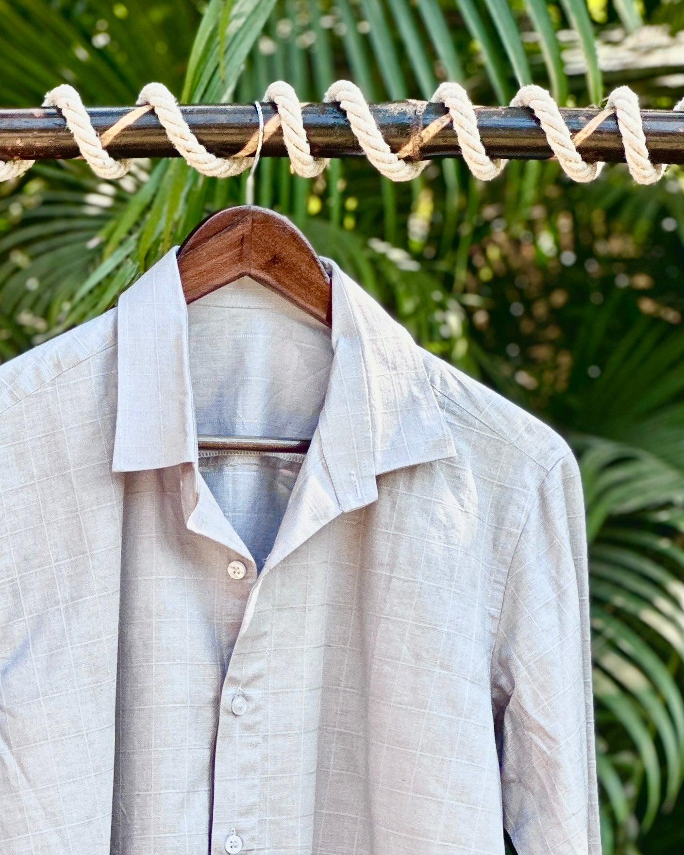 Linen Gray Checks Shirt