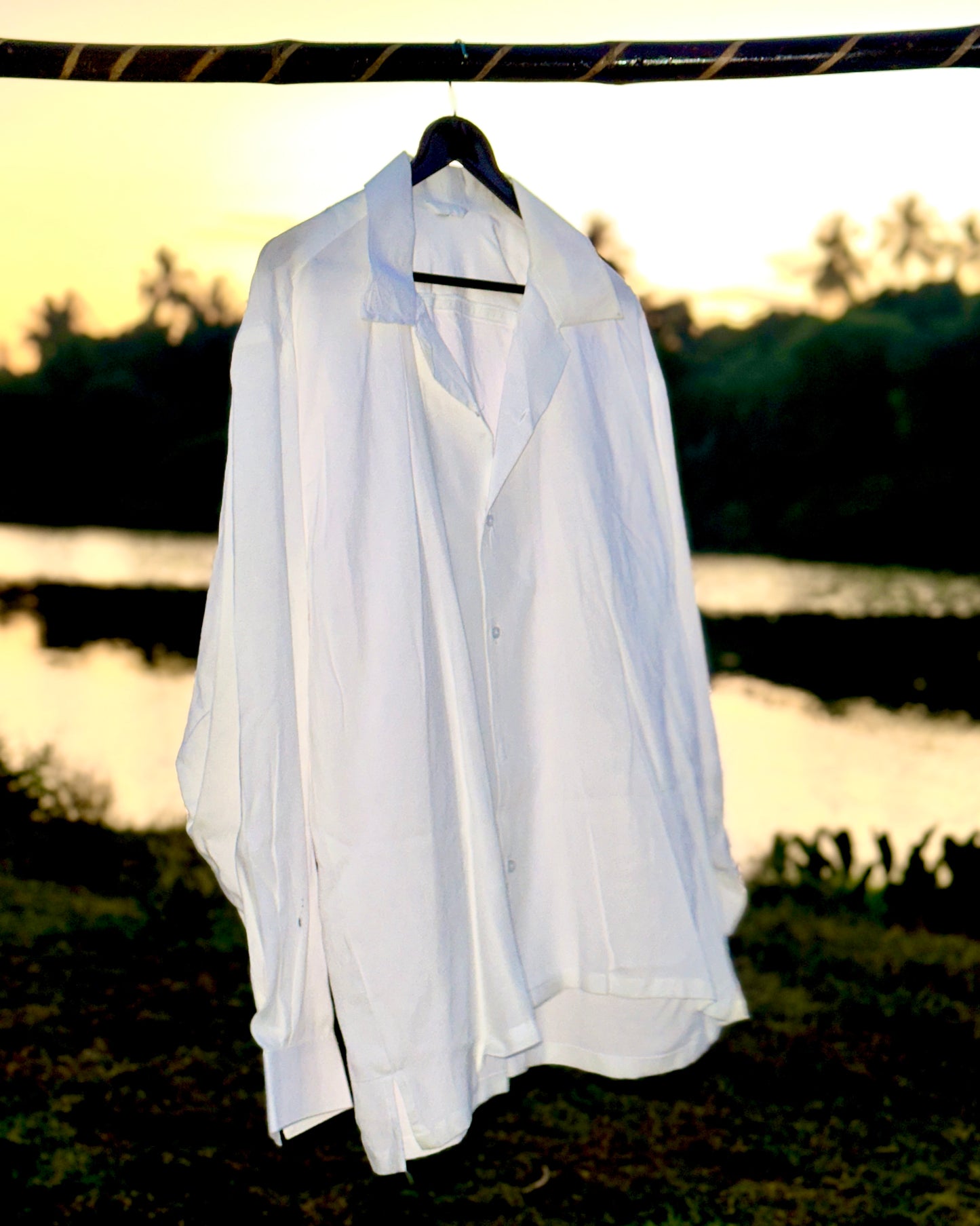 55 Rayon White Solid Hawaiian Collar F.S