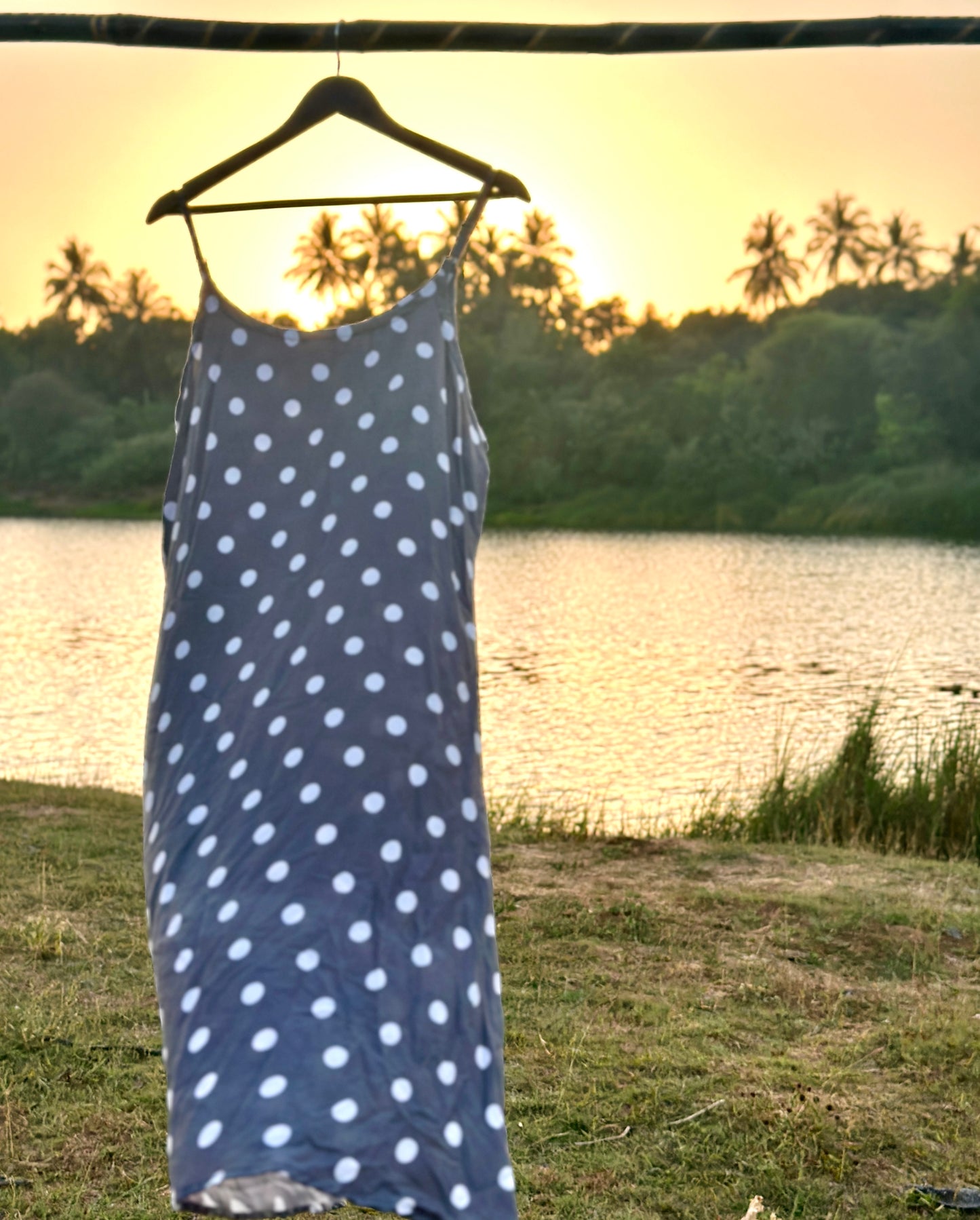 46 Rayon Grey Polka Dot