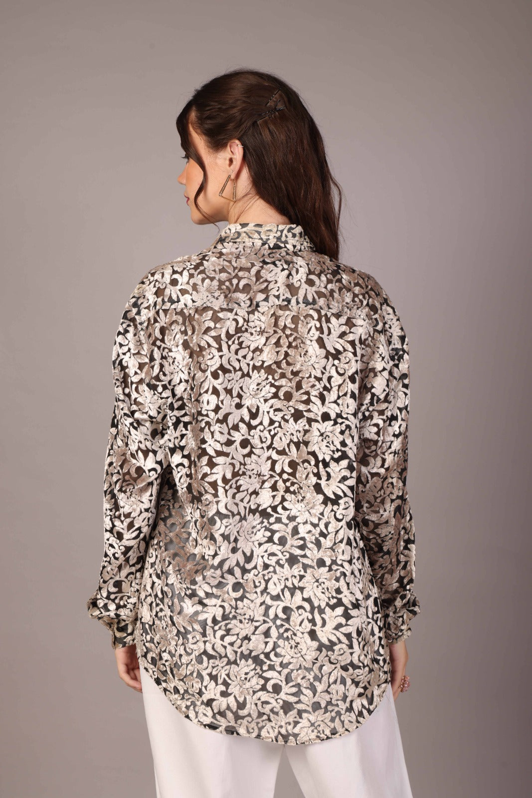 54 Velvet Flower Net Shirt