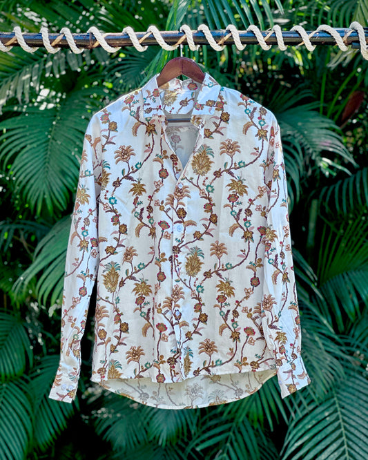 Cotton White with Floral Print