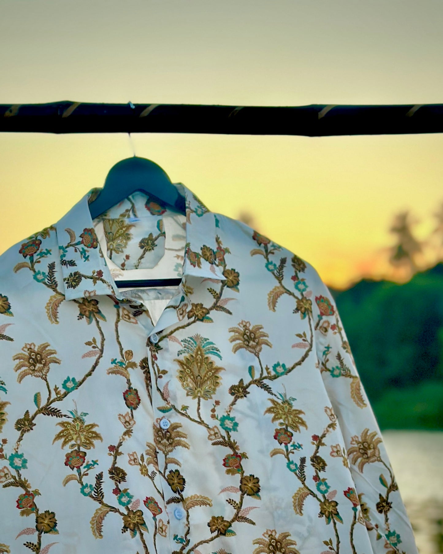 Cotton White with Floral Print