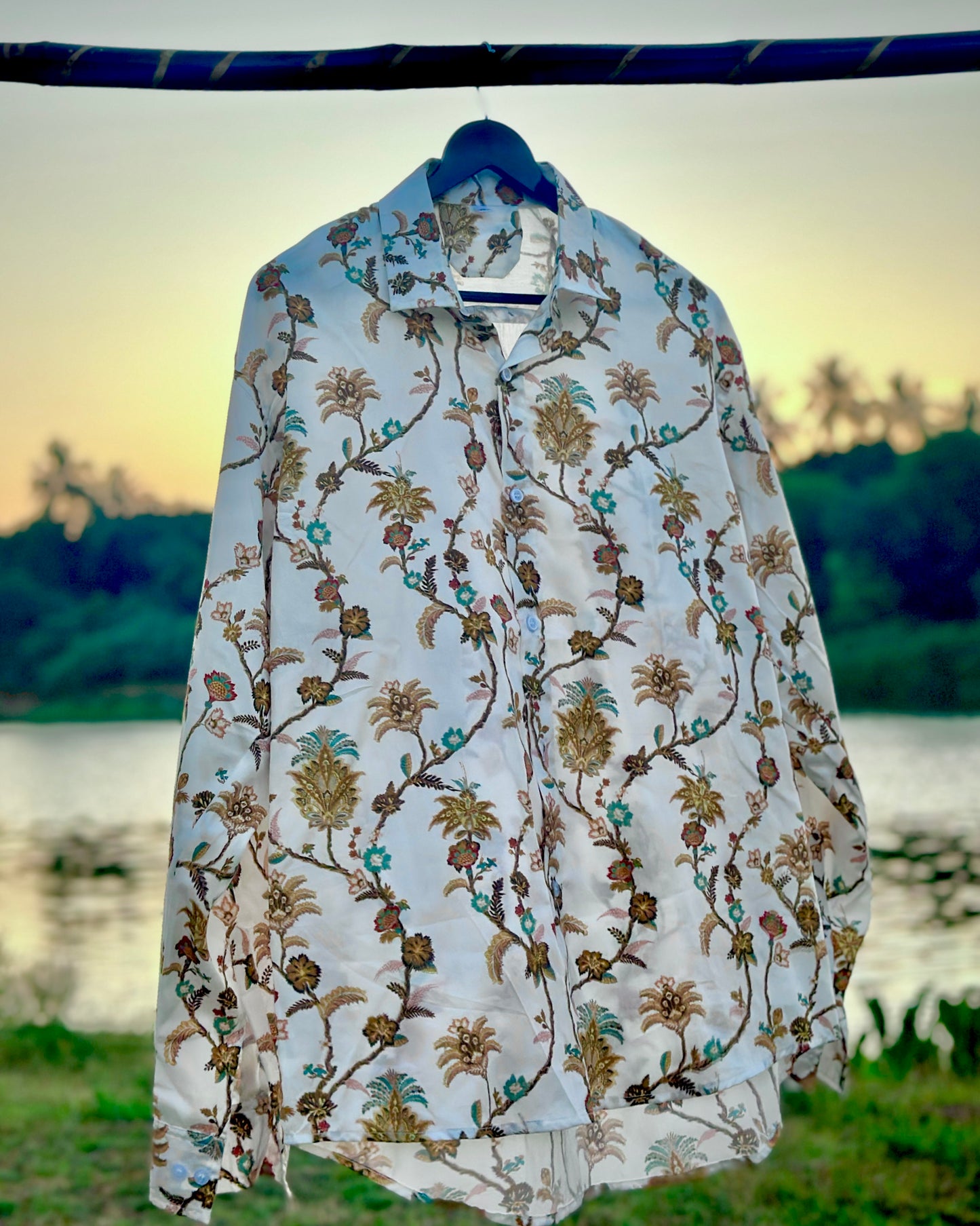 Cotton White with Floral Print