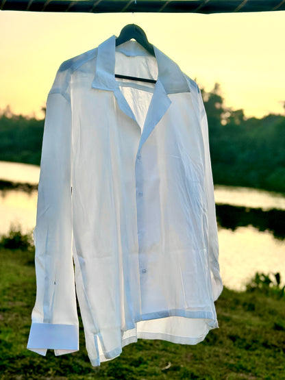 55 Rayon White Solid Hawaiian Collar F.S