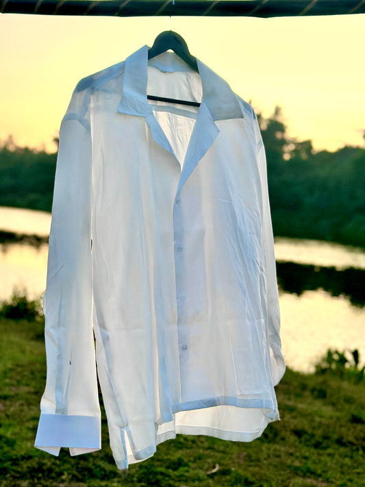 55 Rayon White Solid Hawaiian Collar F.S
