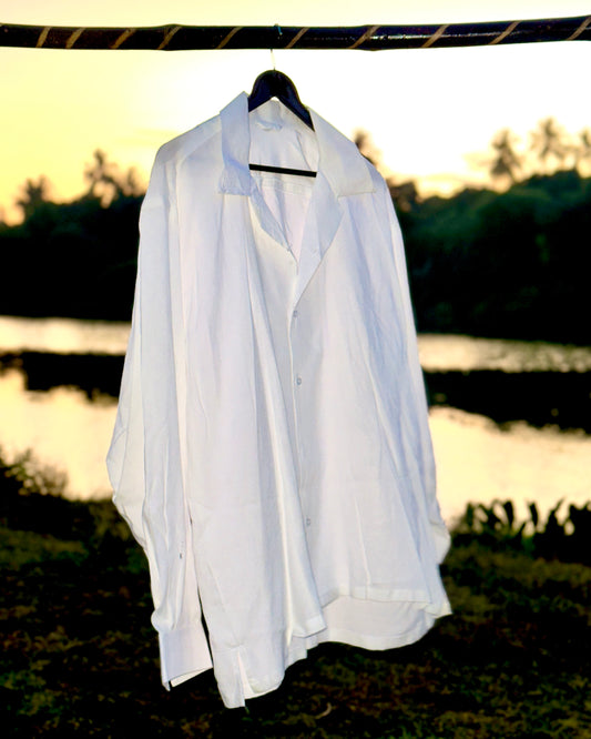 55 Rayon White Solid Hawaiian Collar F.S
