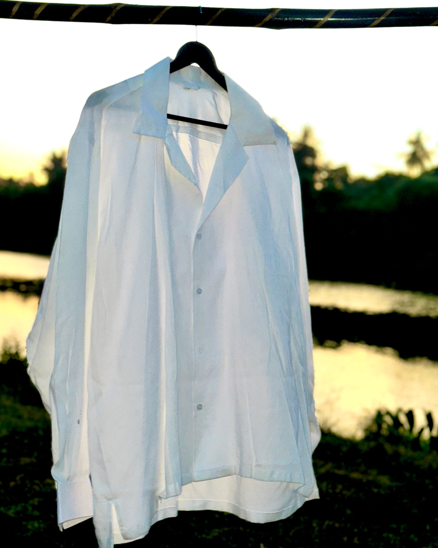 55 Rayon White Solid Hawaiian Collar F.S