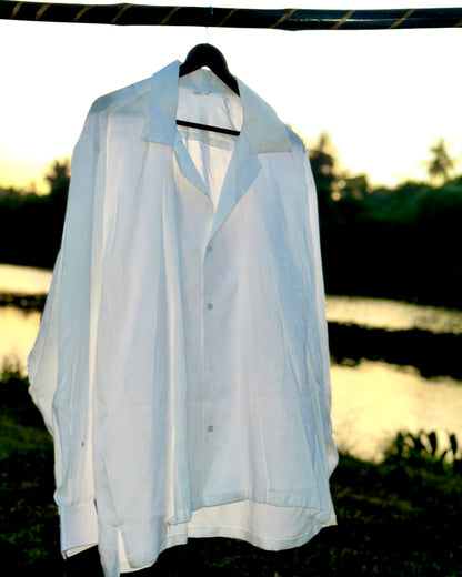 55 Rayon White Solid Hawaiian Collar F.S