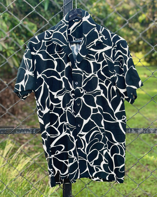 61 Cotton Black with White Waves