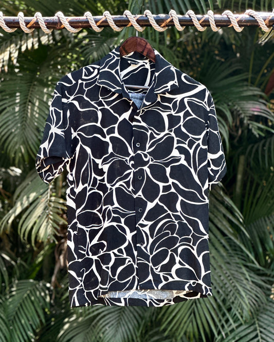 61 Cotton Black with White Waves
