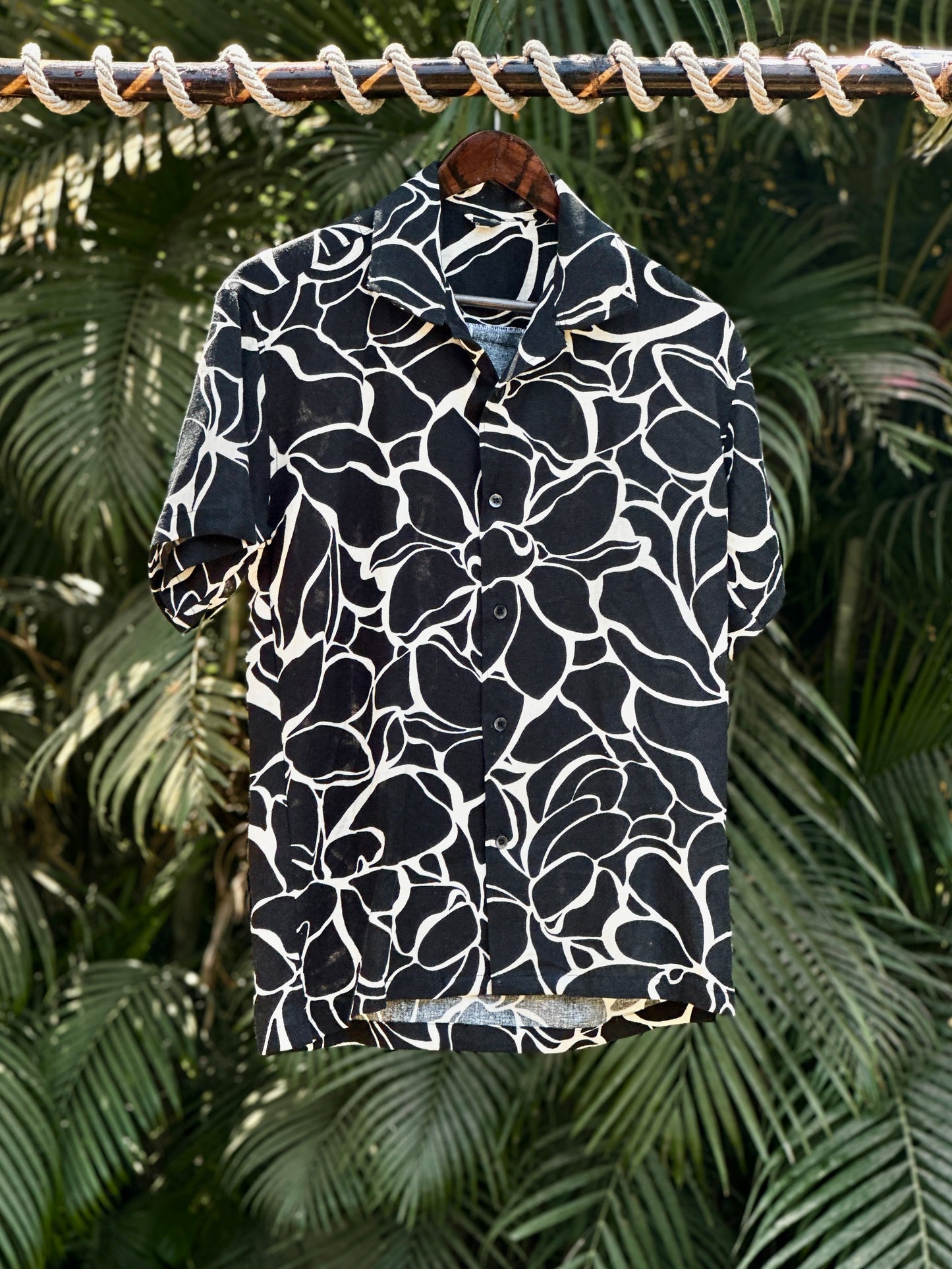 61 Cotton Black with White Waves