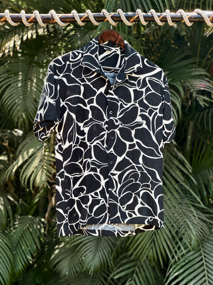 61 Cotton Black with White Waves