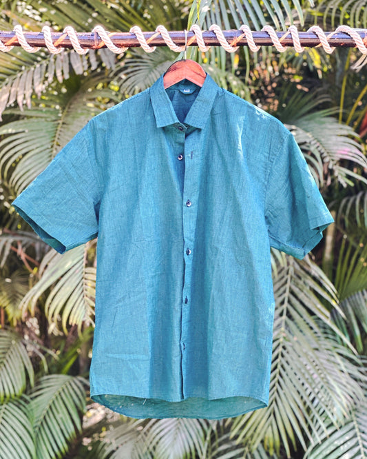 30 Khadi Cotton Green Vertical Stripes