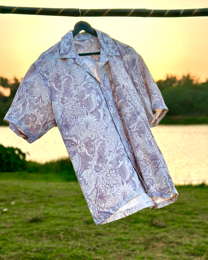 38 white shirt with purple indian print