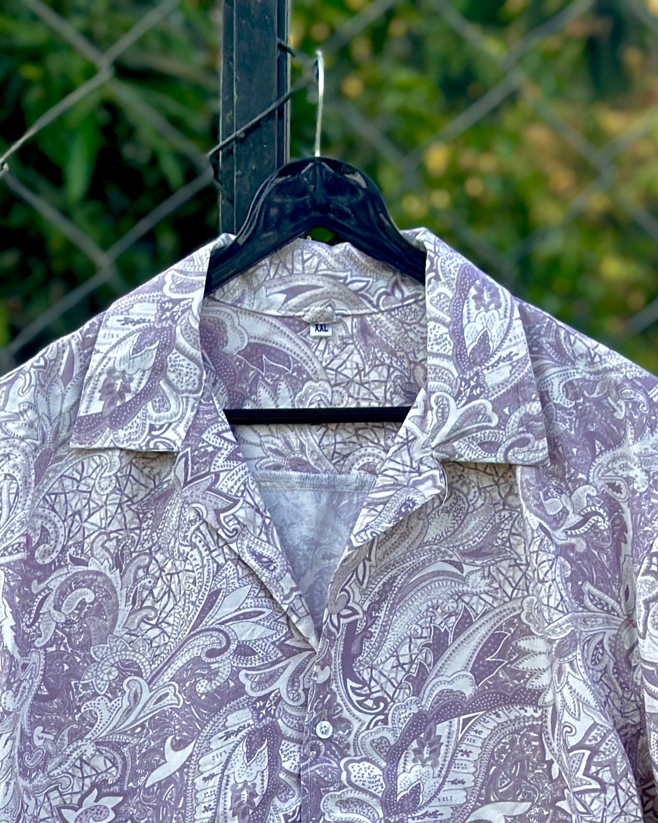 38 white shirt with purple indian print