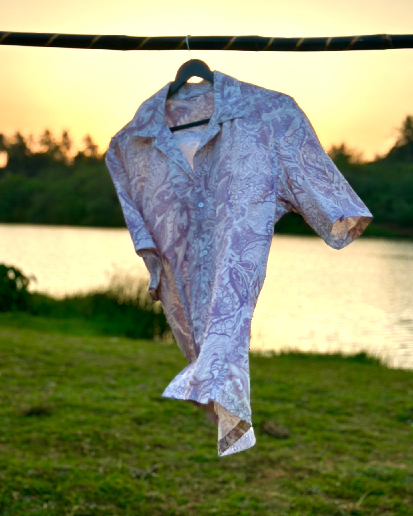 38 white shirt with purple indian print