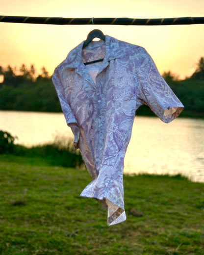 38 white shirt with purple indian print