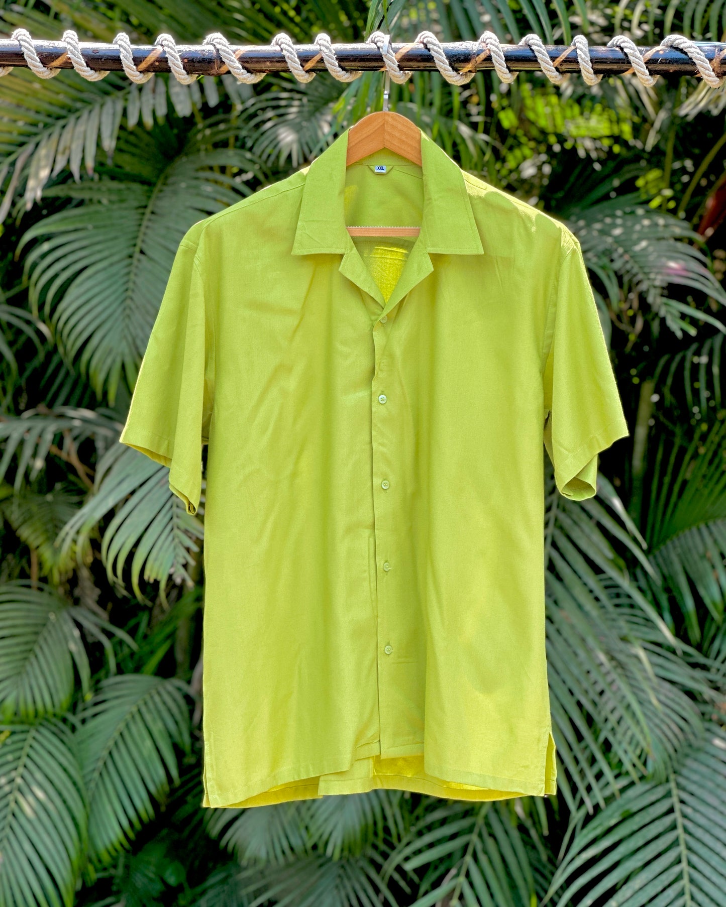 60 Lime Green Rayon Solid Shirt H.S