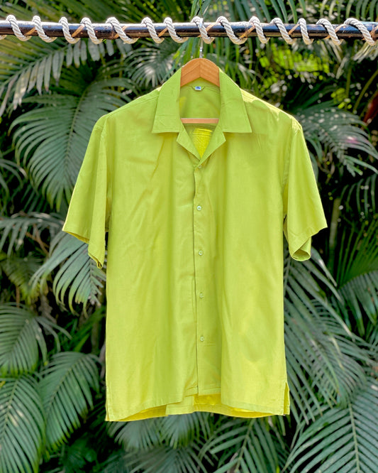 60 Lime Green Rayon Solid Shirt H.S
