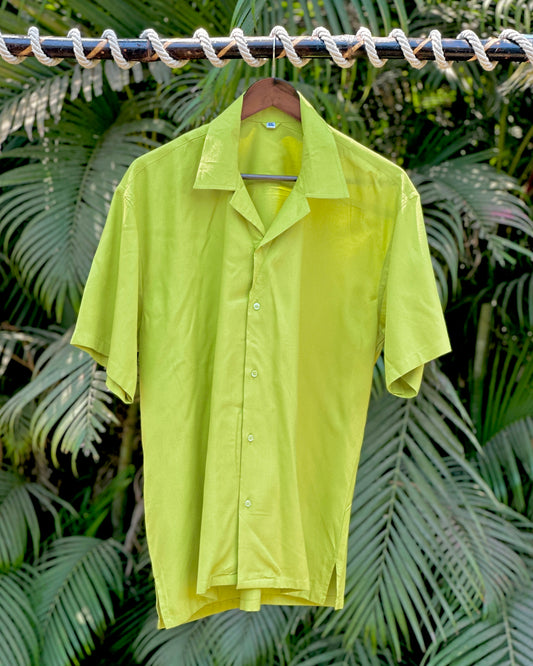 60 Lime Green Rayon Solid Shirt H.S