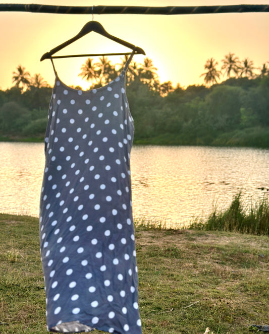 46 Rayon Grey Polka Dot