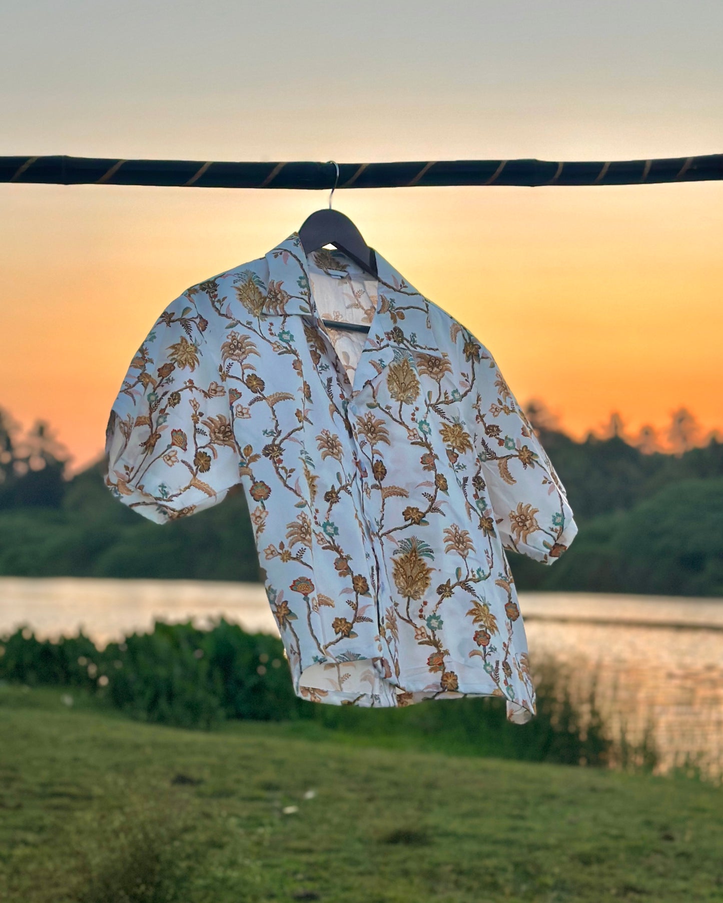 Cotton White with Floral Print