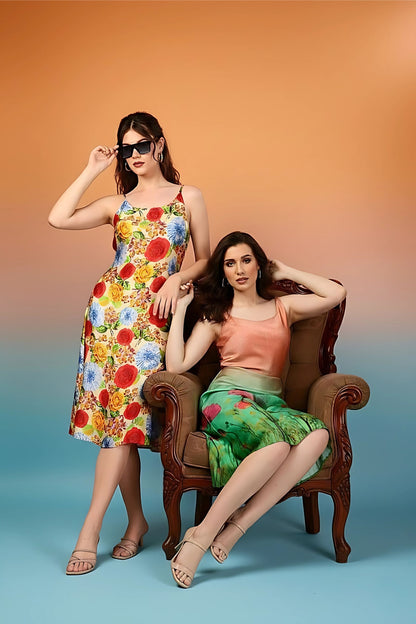 DTB1 A-11 O-51 Satin Italian Flora Dress | Women